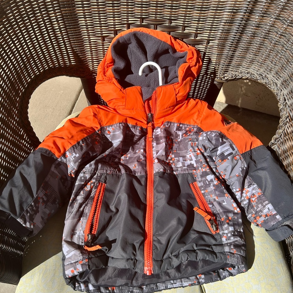 Snozu Kids Puffer Jacket - Orange and Gray